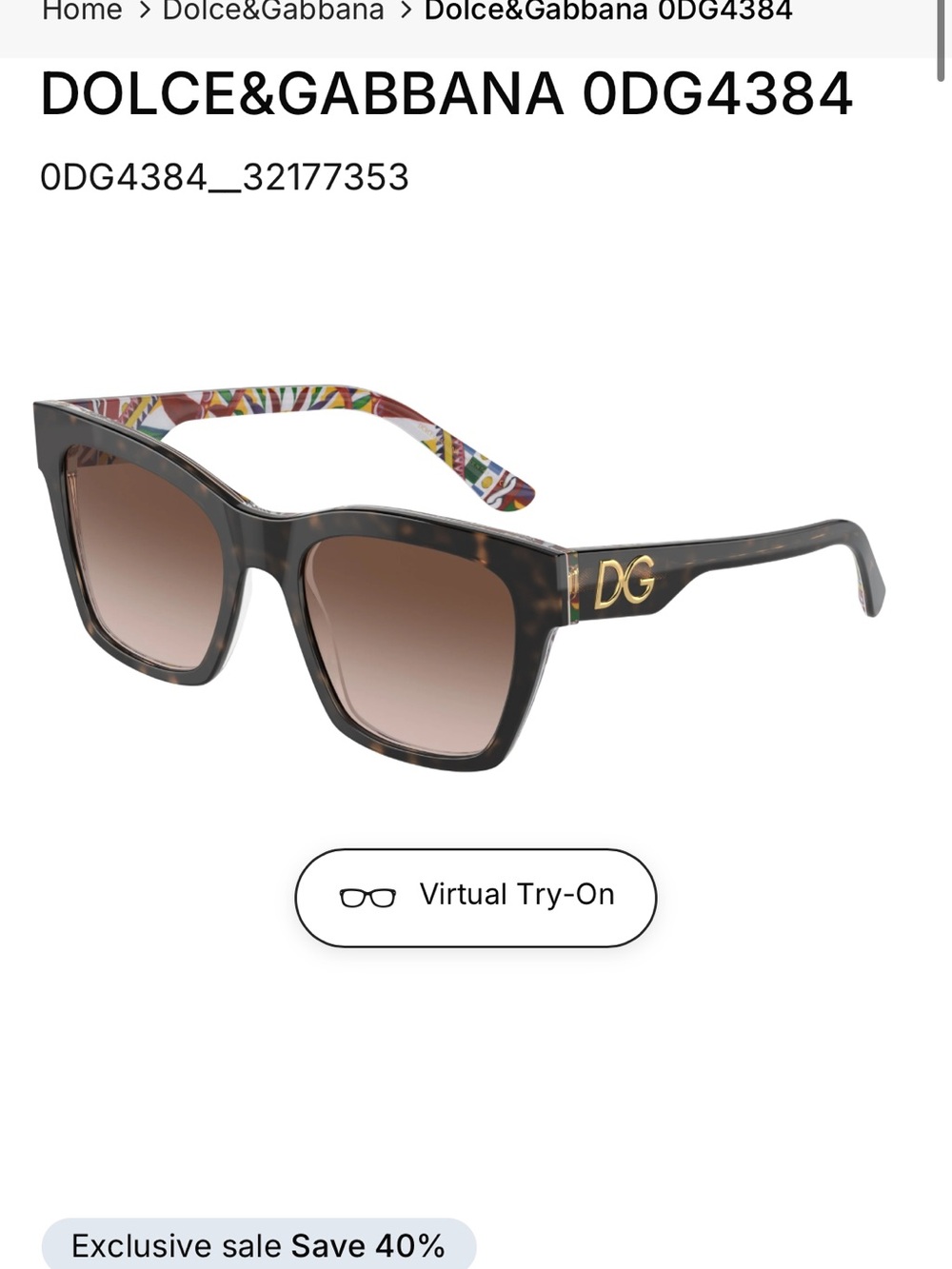 Dolce & Gabbana Brown Tortoiseshell Sunglasses with Gold DG Temples